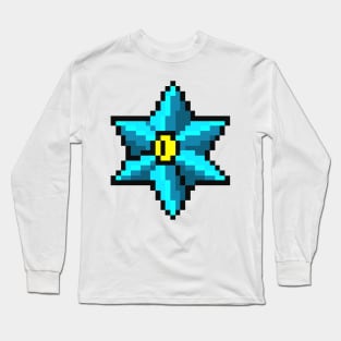 Pixel Art blue star Long Sleeve T-Shirt